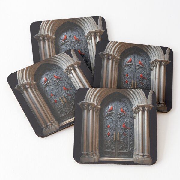 Item preview, Scarlet Cardinal Perched on Dark Sacred Hinge designed and sold by GeoWhimsy Studio.