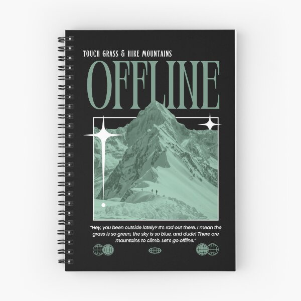 Item preview, go offline: hike mountains, touch grass, be happy // retro brutalism aesthetic designed and sold by zlivy.