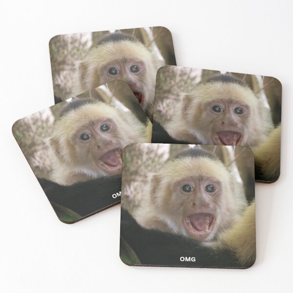 Item preview, OMG Monkey Meme Funny Reaction Meme Shocked Face Cute Animal Meme designed and sold by WildFrameNature.