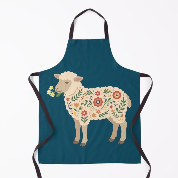 Item preview, Standing Floral Folk Art Lamb Holding Primroses – Scandinavian Folk Art by heidiannemorris © designed and sold by FOLK ART FUSION by heidiannemorris.