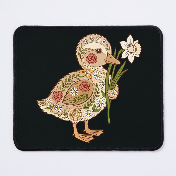 Item preview, Cute Folk Art Daisy Duckling Holding a Daffodil – Scandinavian Folk Art by heidiannemorris © designed and sold by FOLK ART FUSION by heidiannemorris.