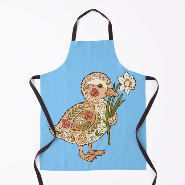Item preview, Cute Folk Art Daisy Duckling Holding a Daffodil – Scandinavian Folk Art by heidiannemorris © designed and sold by FOLK ART FUSION by heidiannemorris.