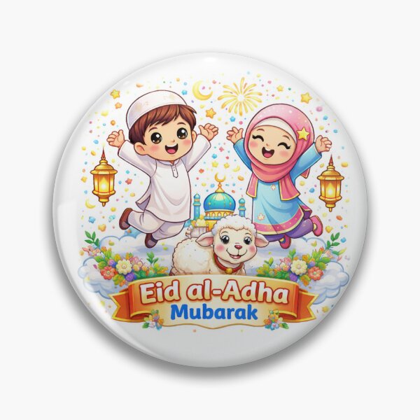 Item preview, Eid al-Adha Mubarak – Festive Illustration with Kids and Sheep designed and sold by RALYSHOP.
