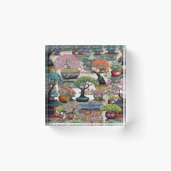 Item preview, Serene Oriental Bonsai Garden and Pagoda Illustration designed and sold by pinkal.
