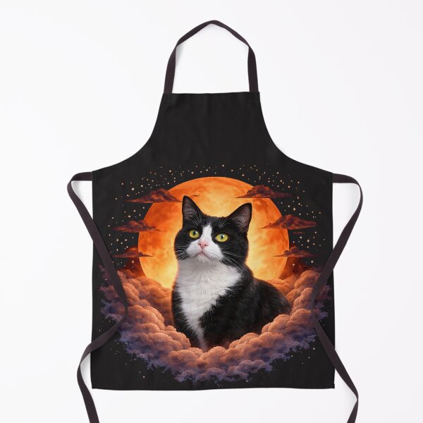 Item preview, Tuxedo Cat Moon Art – Black and White Cat Celestial Pet Print Design designed and sold by PixelsPaws.