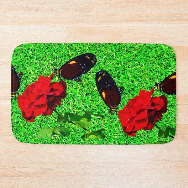 Item preview, Tiger longwing butterflies pollinating roses flowers on lawn designed and sold by Peter Etchells.