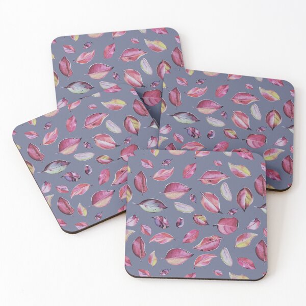 Item preview, Watercolor Red Leaves Seamless Pattern Blue Background designed and sold by VitSArt.