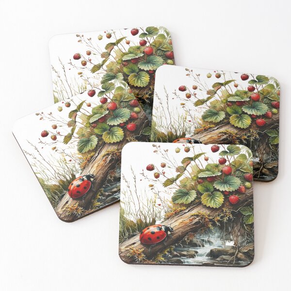Item preview, Ladybug on Mossy Log by Wild Strawberries designed and sold by PholPol1959.