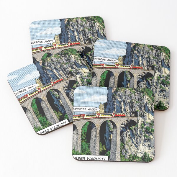 Item preview, Swiss Express, Away! – Retro Comic Style Glacier Express Poster designed and sold by VistaPainterArt.