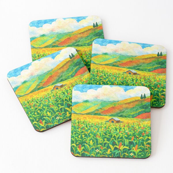 Item preview, Colorful Corn Field Valley, Watercolor Papercut, Childrens Book Illustration designed and sold by SWSandraWechner.