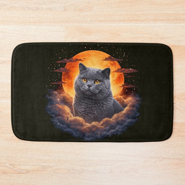 Item preview, British Shorthair Moon Art – Grey Cat Celestial Pet Print Design designed and sold by PixelsPaws.