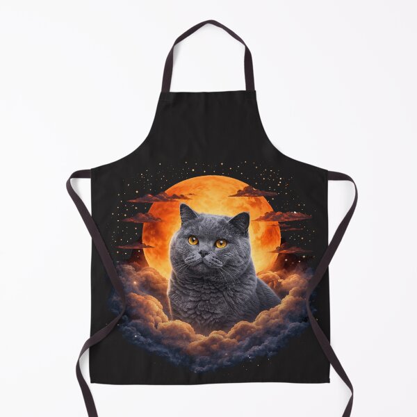 Item preview, British Shorthair Moon Art – Grey Cat Celestial Pet Print Design designed and sold by PixelsPaws.