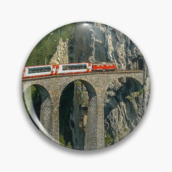Item preview, Glacier Express on the Landwasser Viaduct – Iconic Swiss Alps Landscape designed and sold by VistaPainterArt.