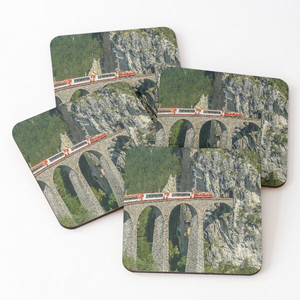 Item preview, Glacier Express on the Landwasser Viaduct – Iconic Swiss Alps Landscape designed and sold by VistaPainterArt.