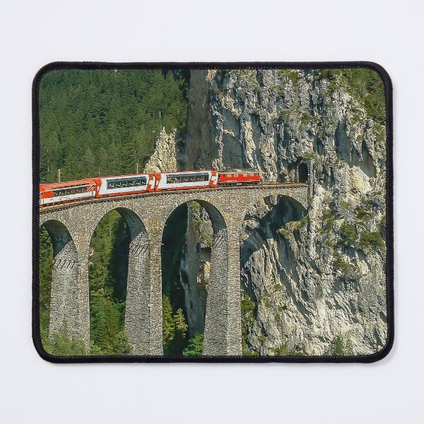Item preview, Glacier Express on the Landwasser Viaduct – Iconic Swiss Alps Landscape designed and sold by VistaPainterArt.