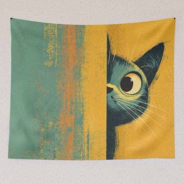 Item preview, Cat peeking around a wall corner designed and sold by anytka.