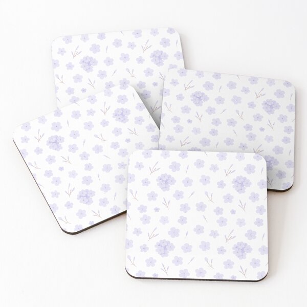 Item preview, Minimal Purple Small Flowers Pattern White Background designed and sold by VitSArt.
