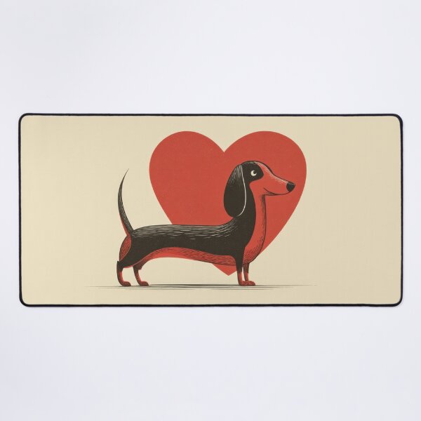 Item preview, Dachshund stands near a heart shape designed and sold by anytka.