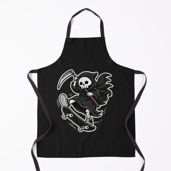 Item preview, Cute Grim Reaper Skateboarding | Kawaii Skeleton Streetwear Patch Design designed and sold by ColorSplash123.