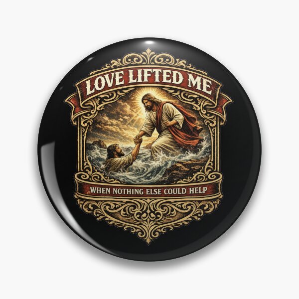 Item preview, Love Lifted Me Vintage Christian Badge Design designed and sold by LanternForge.