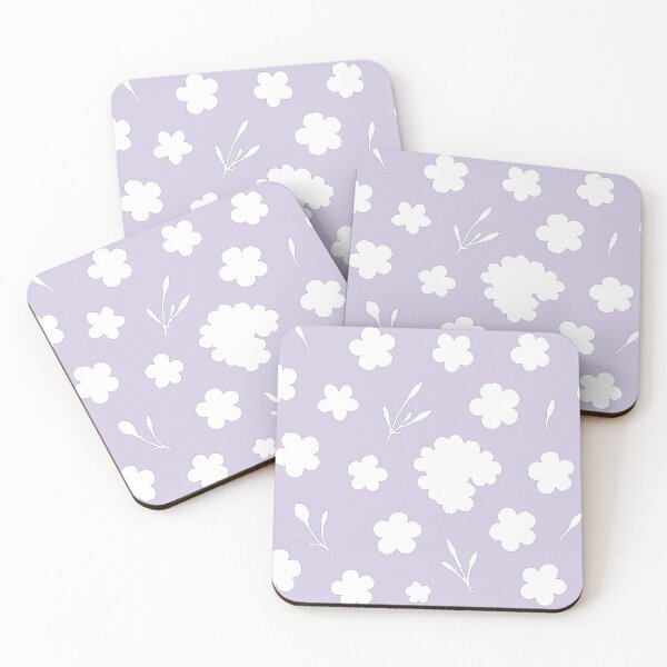 Item preview, Minimal Wight Floral Pattern Purple Background designed and sold by VitSArt.