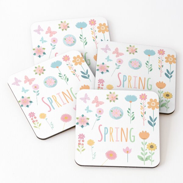 Item preview, Spring pastel flowers and butterflies, vector illustration Pastel botanicals leaves and flowers, minimalist abstract design  designed and sold by navitalidesign.