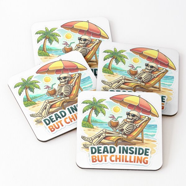 Item preview, Dead Inside But Chilling – Funny Skeleton Beach Vacation Meme Aesthetic Design designed and sold by Dasts Cart.