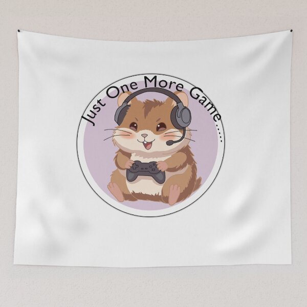 Item preview, Just One More Game Sticker – Cute Gamer Hamster Kawaii Gaming Aesthetic designed and sold by pn_terest.
