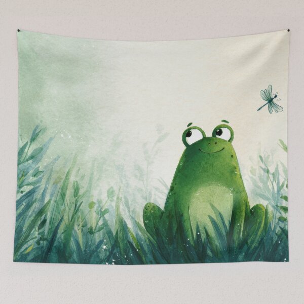Item preview, Frog looks at dragonfly in the grass designed and sold by anytka.