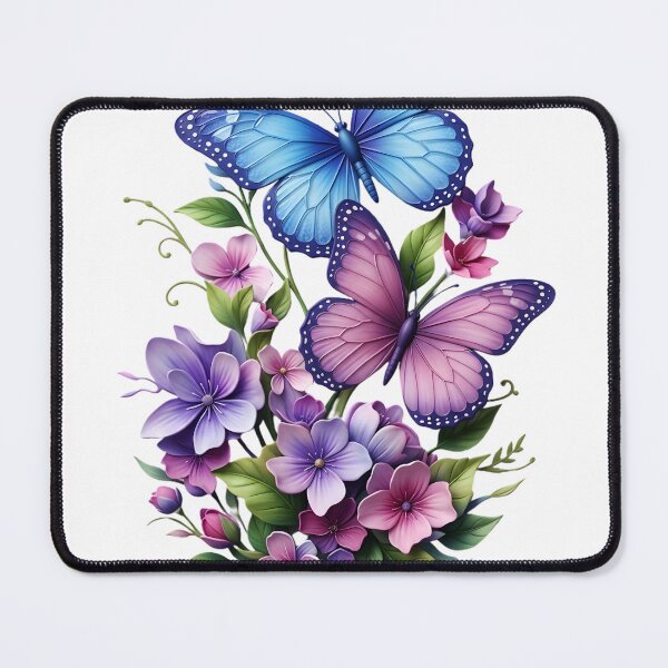 Item preview, Elegant Blue and Purple Butterflies with Spring Florals designed and sold by PholPol1959.