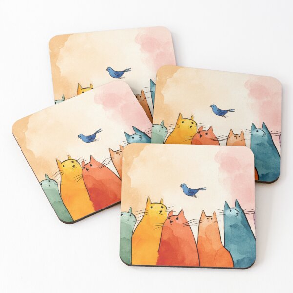 Item preview, Cats observe a bird in the sky designed and sold by anytka.