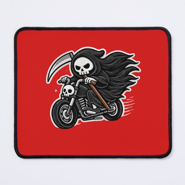 Item preview, Cute Grim Reaper Riding Motorcycle | Biker Skeleton Patch Design designed and sold by ColorSplash123.