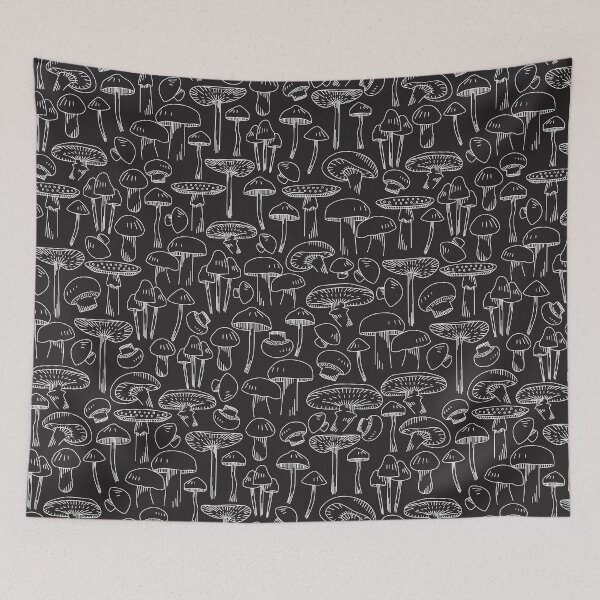 Item preview, Black and White Mushroom Pattern designed and sold by winterpumpkin.