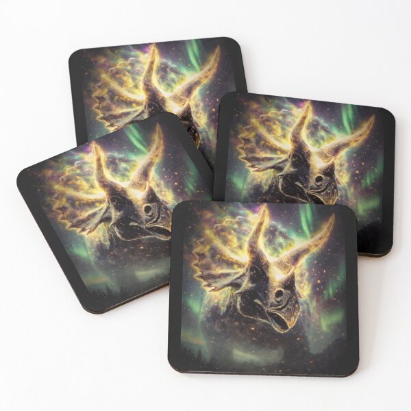Item preview, Glowing Triceratops Aurora Dinosaur Fantasy Art designed and sold by Syrupulse.