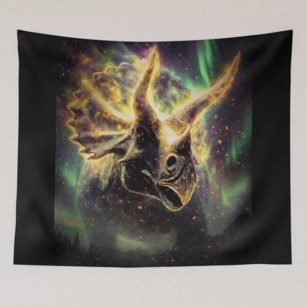 Item preview, Glowing Triceratops Aurora Dinosaur Fantasy Art designed and sold by Syrupulse.