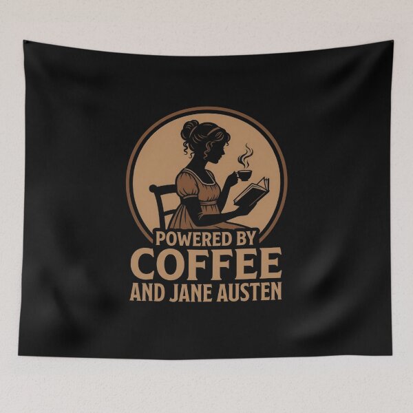 Item preview, Pride and Prejudice Powered By Coffee And Jane Austen Reading Graphic Shirt designed and sold by Fenay Designs.
