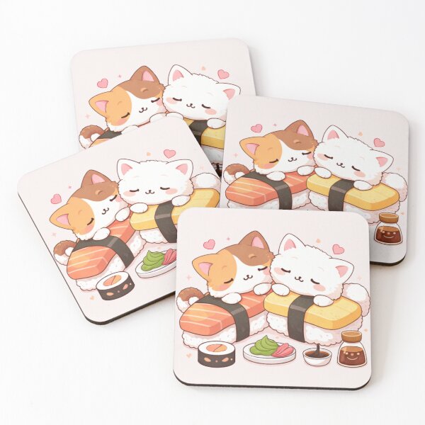 Item preview, Mochi & Lumi – Kawaii Sushi Cat Couple designed and sold by Mochi Studio.