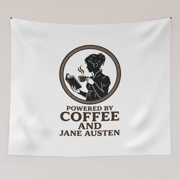 Item preview, Pride and Prejudice Powered By Coffee And Jane Austen Dark Silhouette Shirt designed and sold by Fenay Designs.