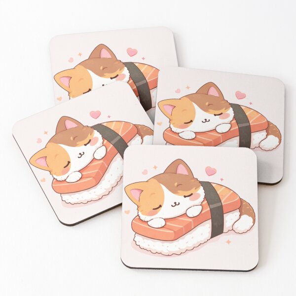 Item preview, Mochi Cozy Cat – sleeping on salmon sushi designed and sold by Mochi Studio.