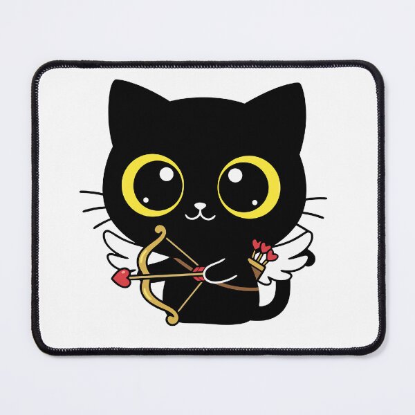 Item preview, Kafe Kawaii Coffee Cat Cupid Valentine - Cute Black Cat Angel designed and sold by Little Ant Studio.