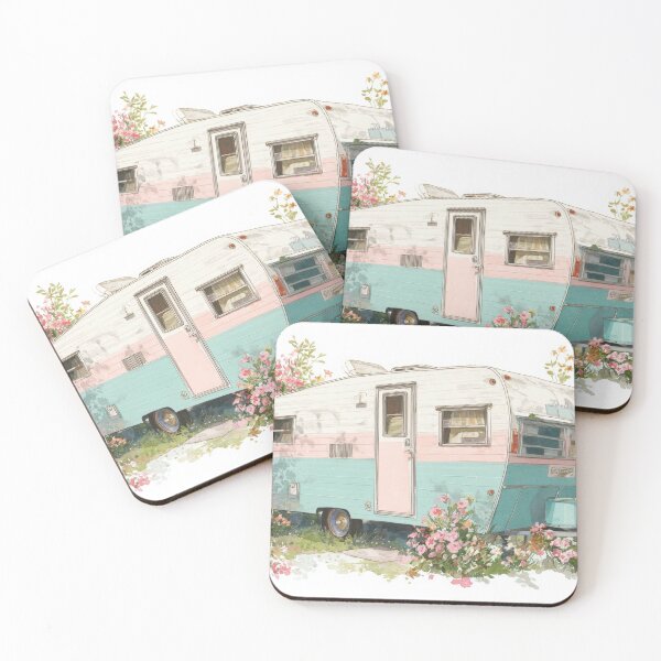 Item preview, Vintage camper trailer in a garden designed and sold by anytka.