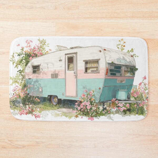 Item preview, Vintage camper trailer in a garden designed and sold by anytka.