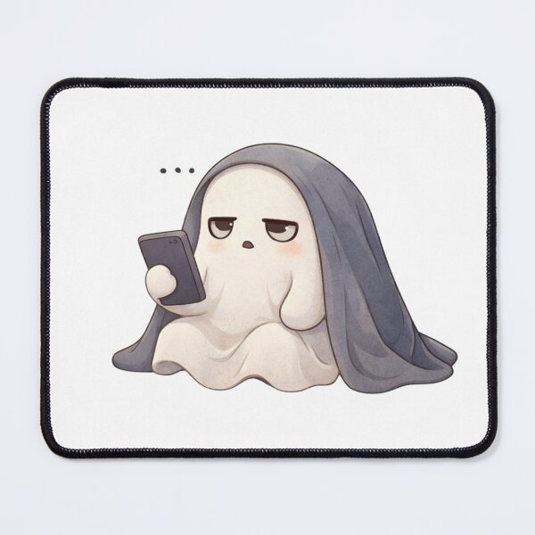Item preview, Tired Ghost with Phone | Cute Kawaii Aesthetic | Relatable Introvert Mood Design designed and sold by The Mood Index.