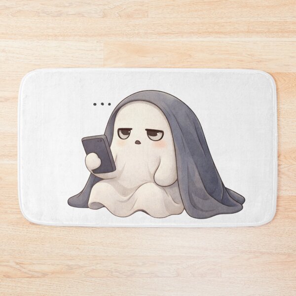 Item preview, Tired Ghost with Phone | Cute Kawaii Aesthetic | Relatable Introvert Mood Design designed and sold by The Mood Index.