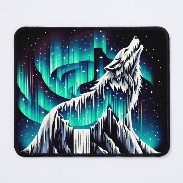 Item preview, Aurora Borealis and Wolf, Ai Generated Art designed and sold by ACC .