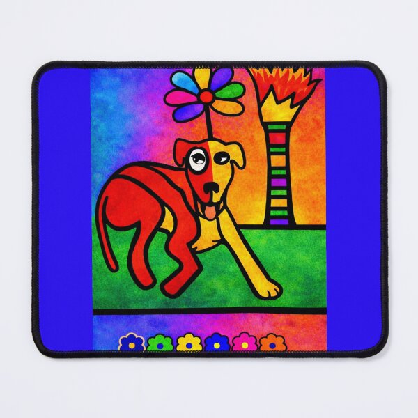 Item preview, Rainbow Dog with Flower and Fire designed and sold by ZunZunArt.