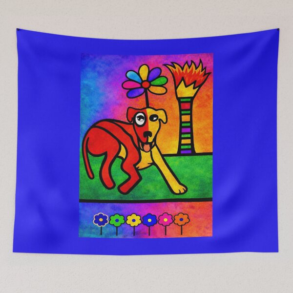 Item preview, Rainbow Dog with Flower and Fire designed and sold by ZunZunArt.