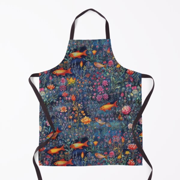 Item preview, Midnight Oasis Golden Fish and Wildflower Tapestry designed and sold by pinkal.