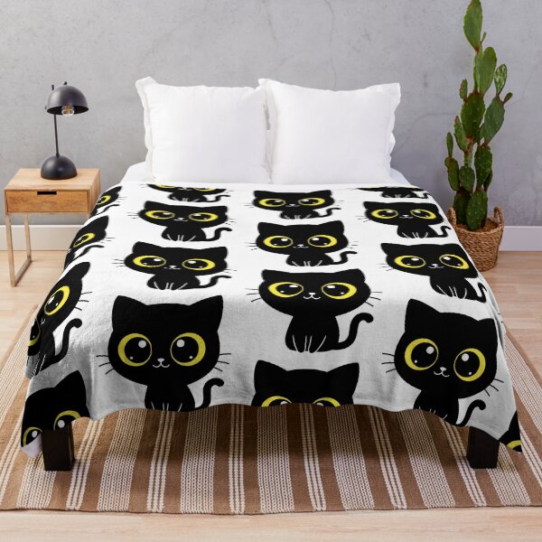 Item preview, Kafe the Black Cat - Coffee Inspired Cute Kitty Big Yellow Eyes designed and sold by Little Ant Studio.