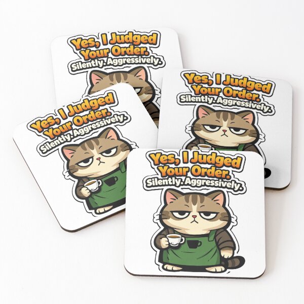 Item preview, Yes, I Judged Your Order. Silently. Aggressively. — Barista Cat Sticker designed and sold by Gentlestate.